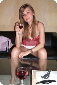 sexy milf drinking wine